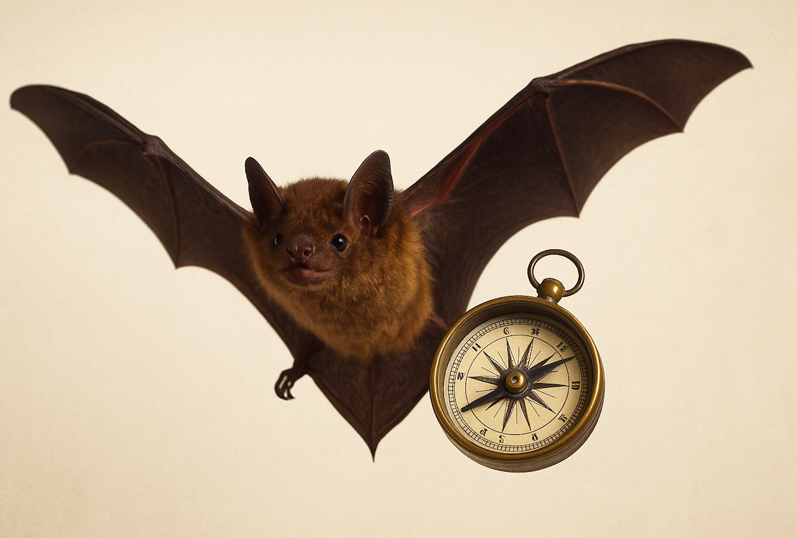 Flying bat illustrating feedback as a navigation system for growth